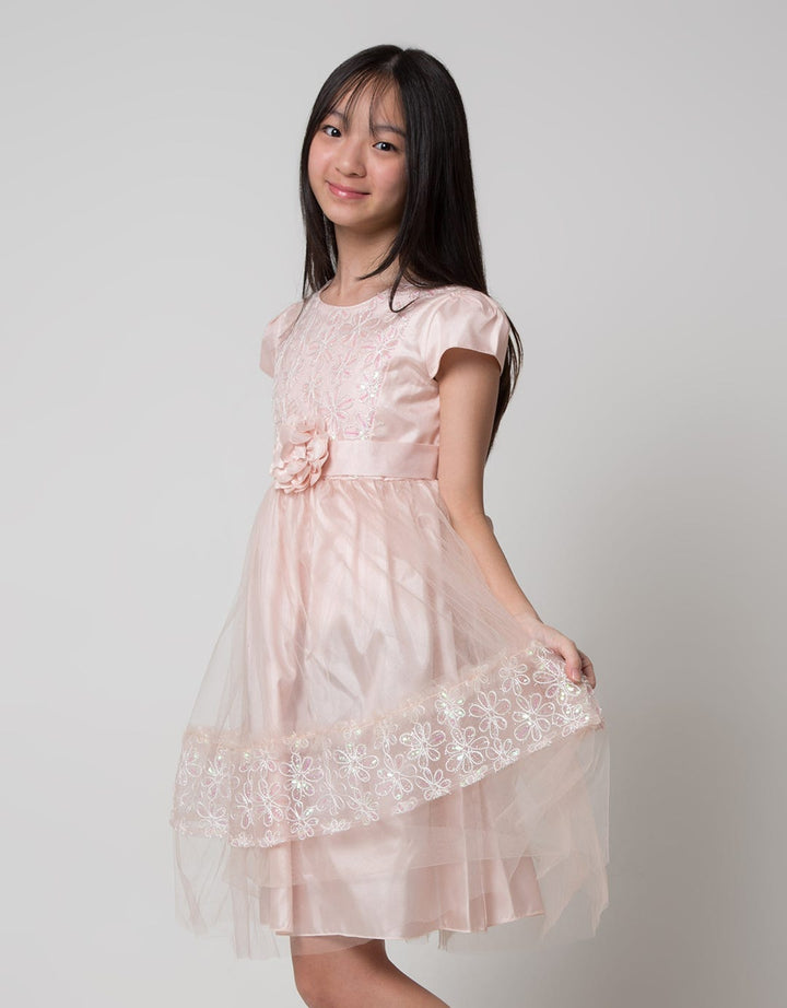 Nevada Short Sleeve Midi Dress Tile Bunga Pinggang