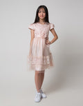 Nevada Short Sleeve Midi Dress Tile Bunga Pinggang