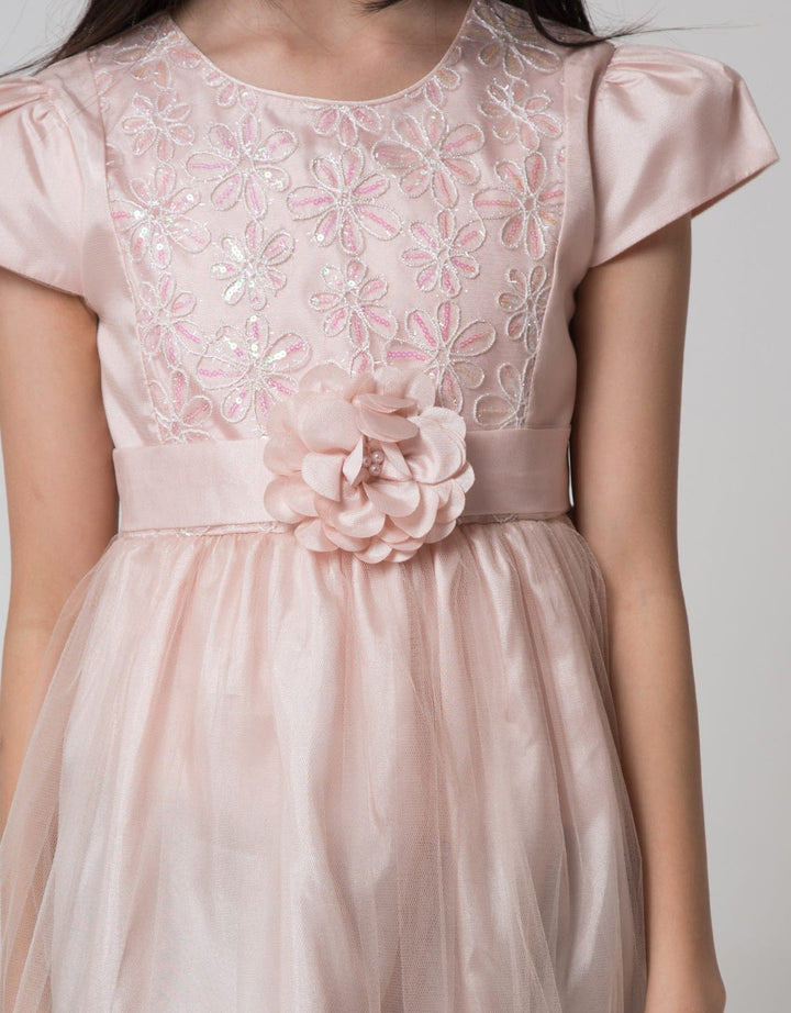 Nevada Short Sleeve Midi Dress Tile Bunga Pinggang