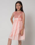 Sweet Miss Short Sleeve Midi Dress Brocade Bottom Tile Stacked Waist Flower
