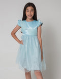 Sweet Miss Short Sleeve Midi Dress Ribbon Tile Ruffled Sleeves