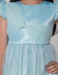 Sweet Miss Short Sleeve Midi Dress Ribbon Tile Ruffled Sleeves
