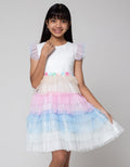 Sweet Miss Short Sleeve Midi Dress Tile Rainbow