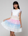 Sweet Miss Short Sleeve Midi Dress Tile Rainbow