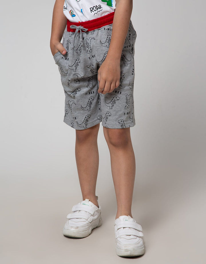 Little M Short Pants Knit Jersey Print Dino Trex