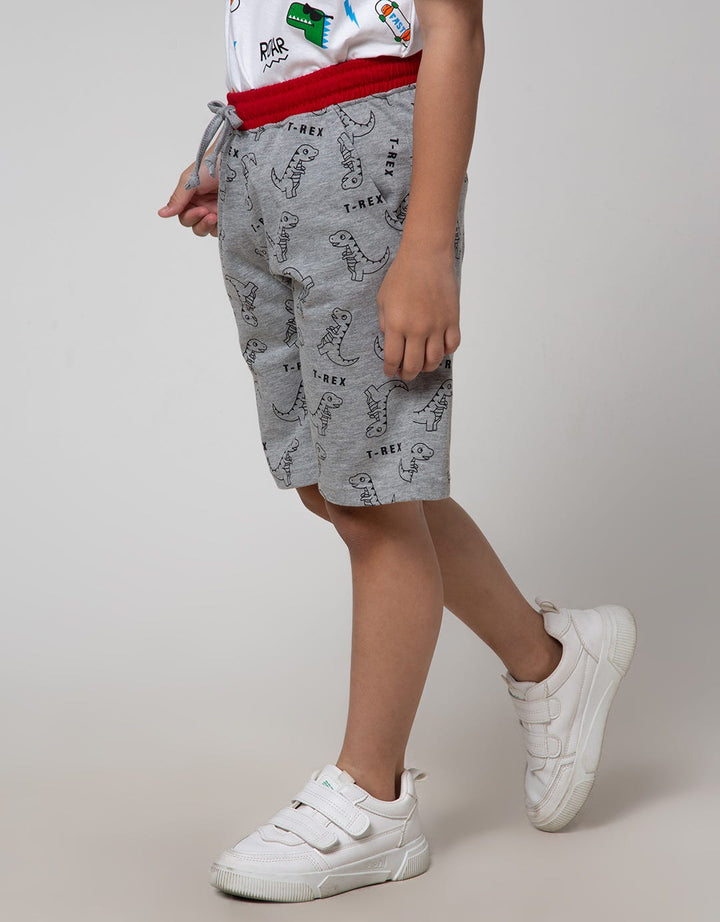 Little M Short Pants Knit Jersey Print Dino Trex