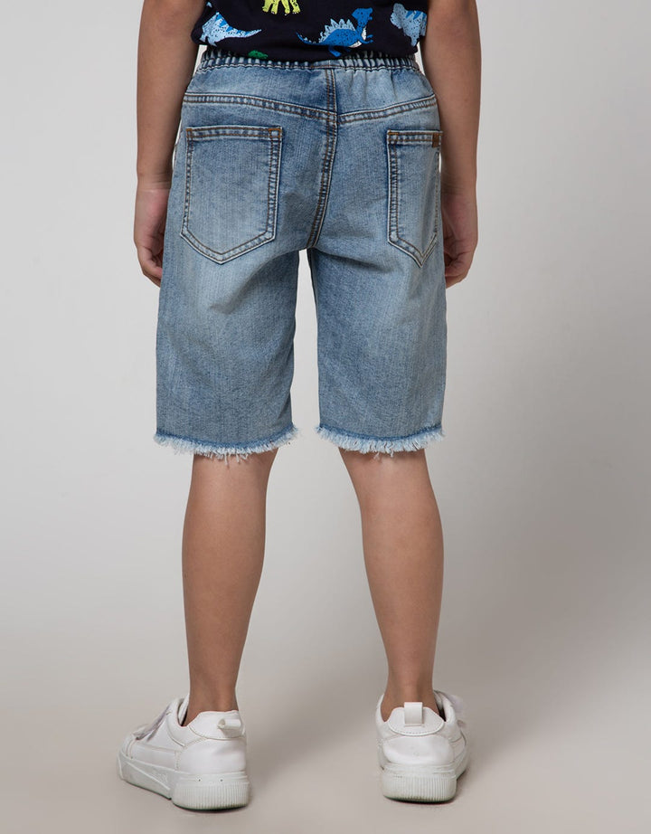Little M Short Pants Denim Print Splash Destroyed Unfinished