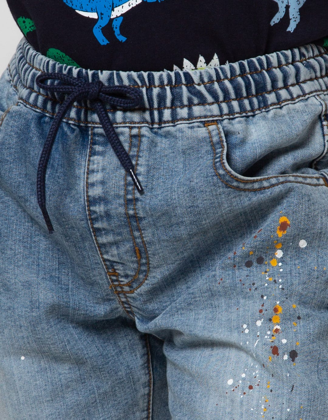 Little M Short Pants Denim Print Splash Destroyed Unfinished