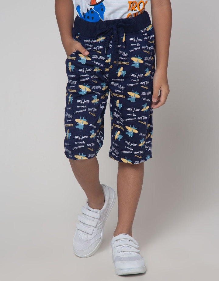 Little M Short Pants Knit Terry Print Crocodile
