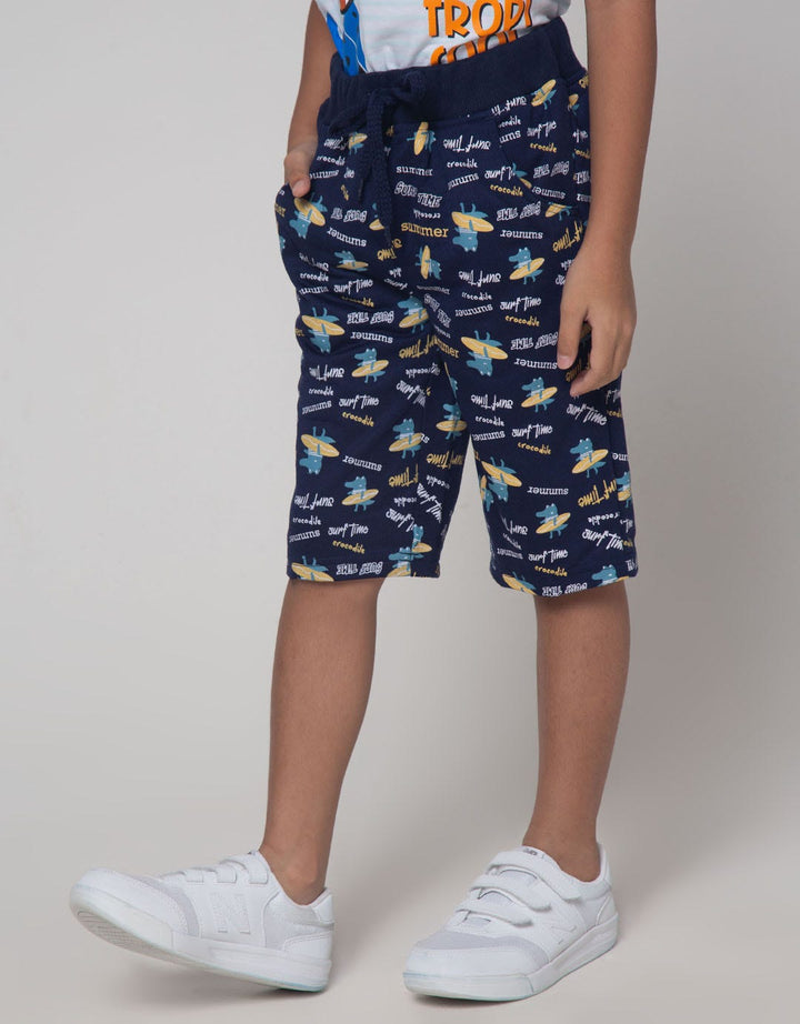 Little M Short Pants Knit Terry Print Crocodile