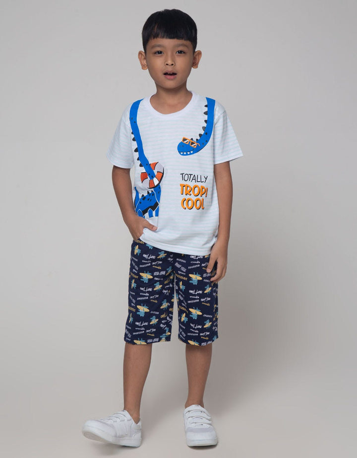 Little M Short Pants Knit Terry Print Crocodile