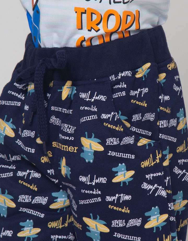 Little M Short Pants Knit Terry Print Crocodile