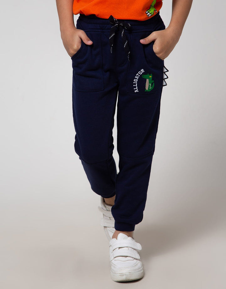 Little M Jogger Knit Terry Bordir Croco