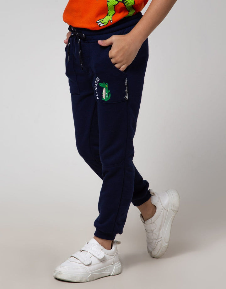 Little M Jogger Knit Terry Bordir Croco