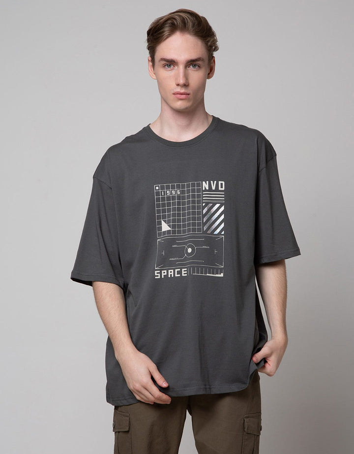 Nevada Short Sleeve Oversized Hologram Print T-Shirt