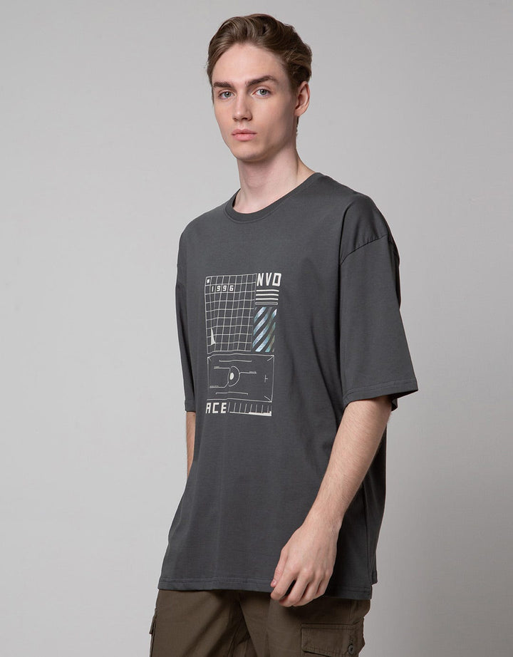 Nevada Short Sleeve Oversized Hologram Print T-Shirt