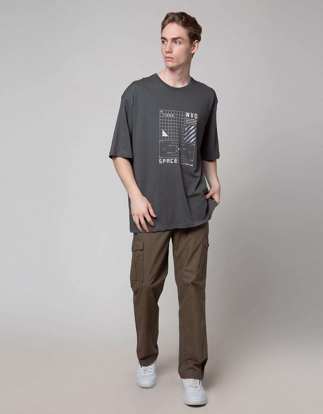 Nevada Short Sleeve Oversized Hologram Print T-Shirt