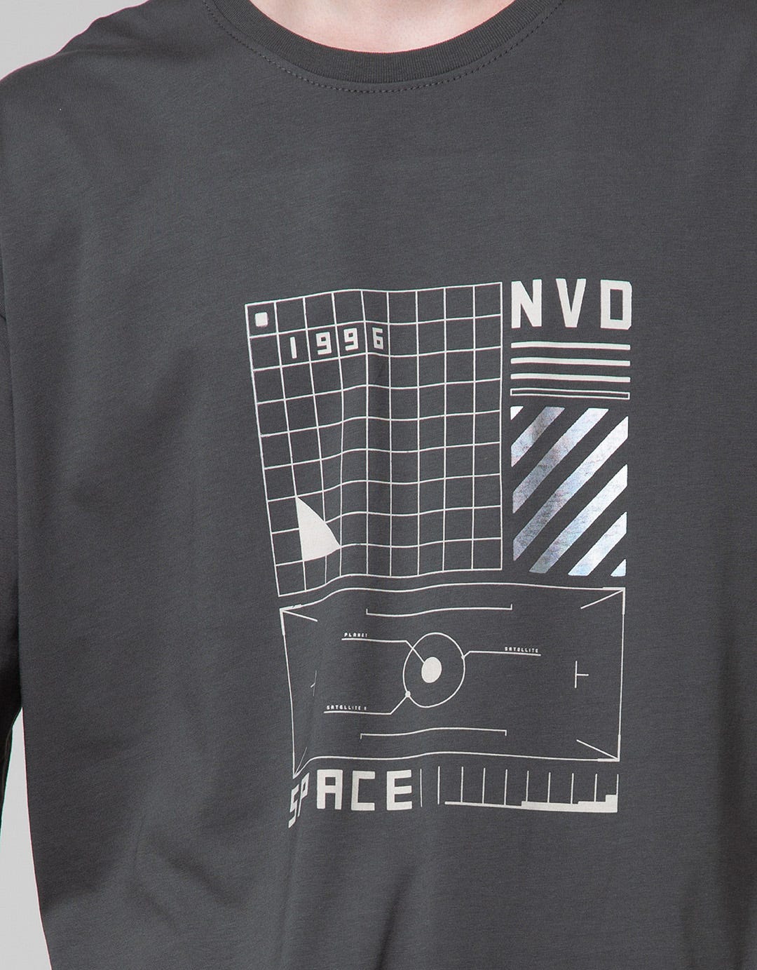 Nevada Short Sleeve Oversized Hologram Print T-Shirt