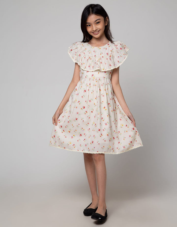 Sweet Miss Midi Dress Full Print Bunga Dada Geber Pom