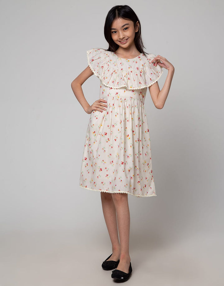 Sweet Miss Midi Dress Full Print Bunga Dada Geber Pom