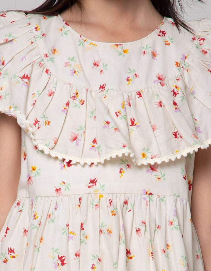 Sweet Miss Midi Dress Full Print Bunga Dada Geber Pom