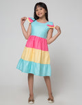 Sweet Miss Short Sleeve Midi Dress Rainbow Combination
