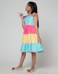 Sweet Miss Short Sleeve Midi Dress Rainbow Combination
