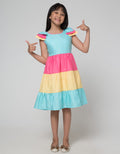 Sweet Miss Short Sleeve Midi Dress Rainbow Combination