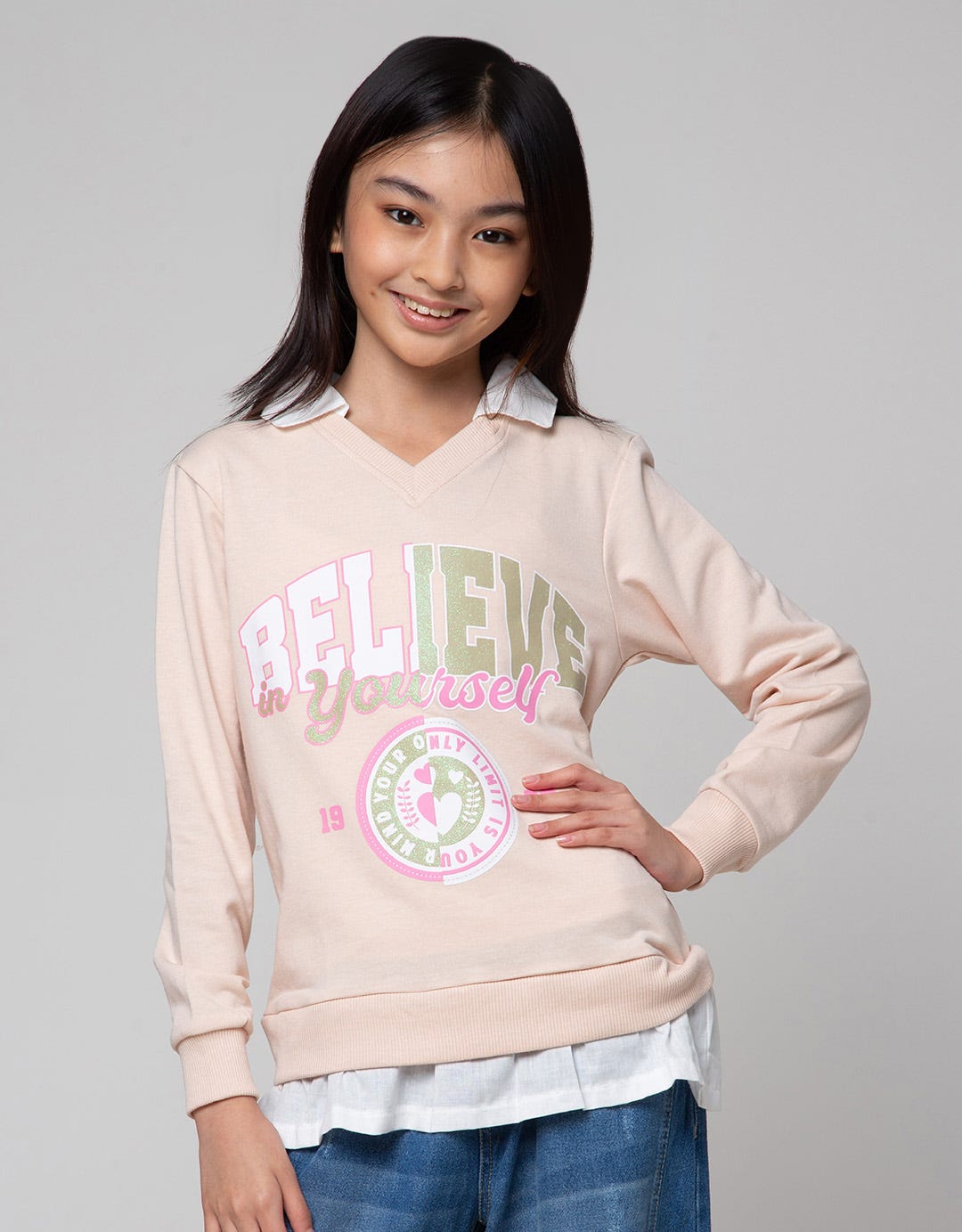 Nevada Collar Hem Sweater for Girls