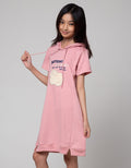 Nevada Short Sleeve Midi Dress Hoodie Patch Applique Cat