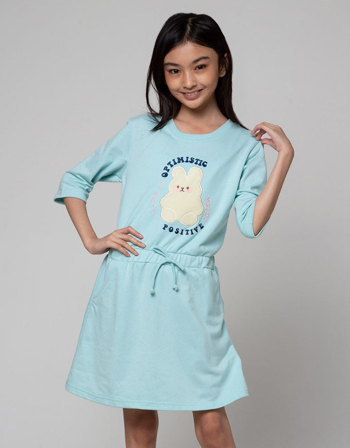 Nevada Short Sleeve Midi Dress Patch Applique Rabbit