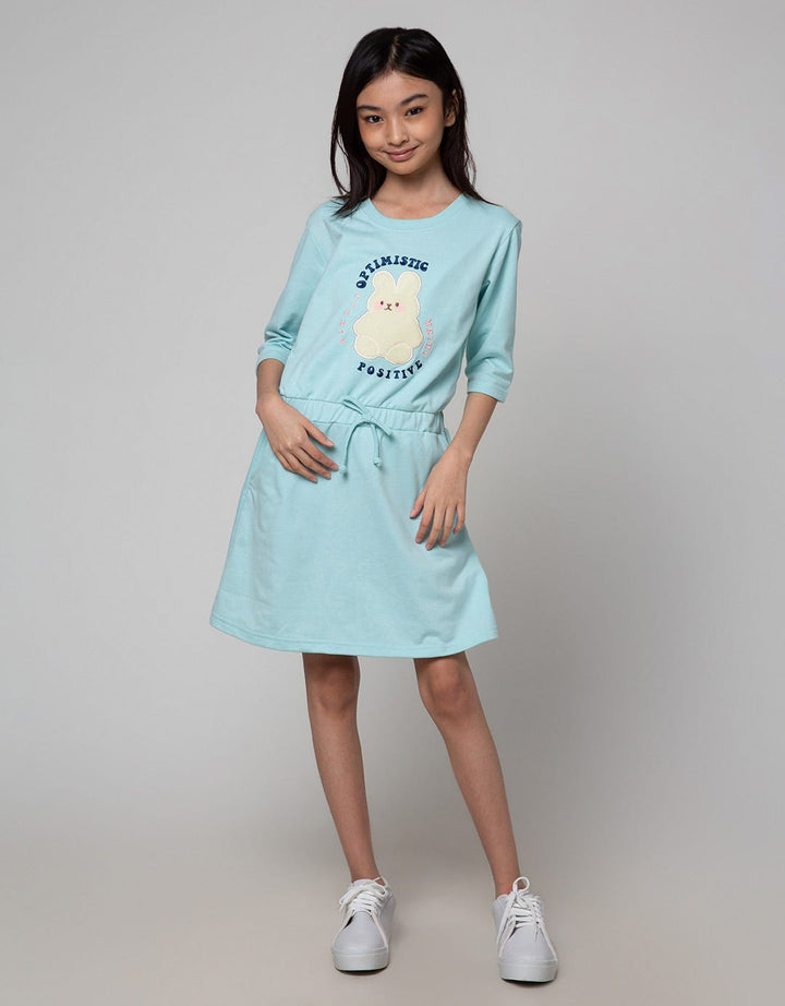 Nevada Short Sleeve Midi Dress Patch Applique Rabbit