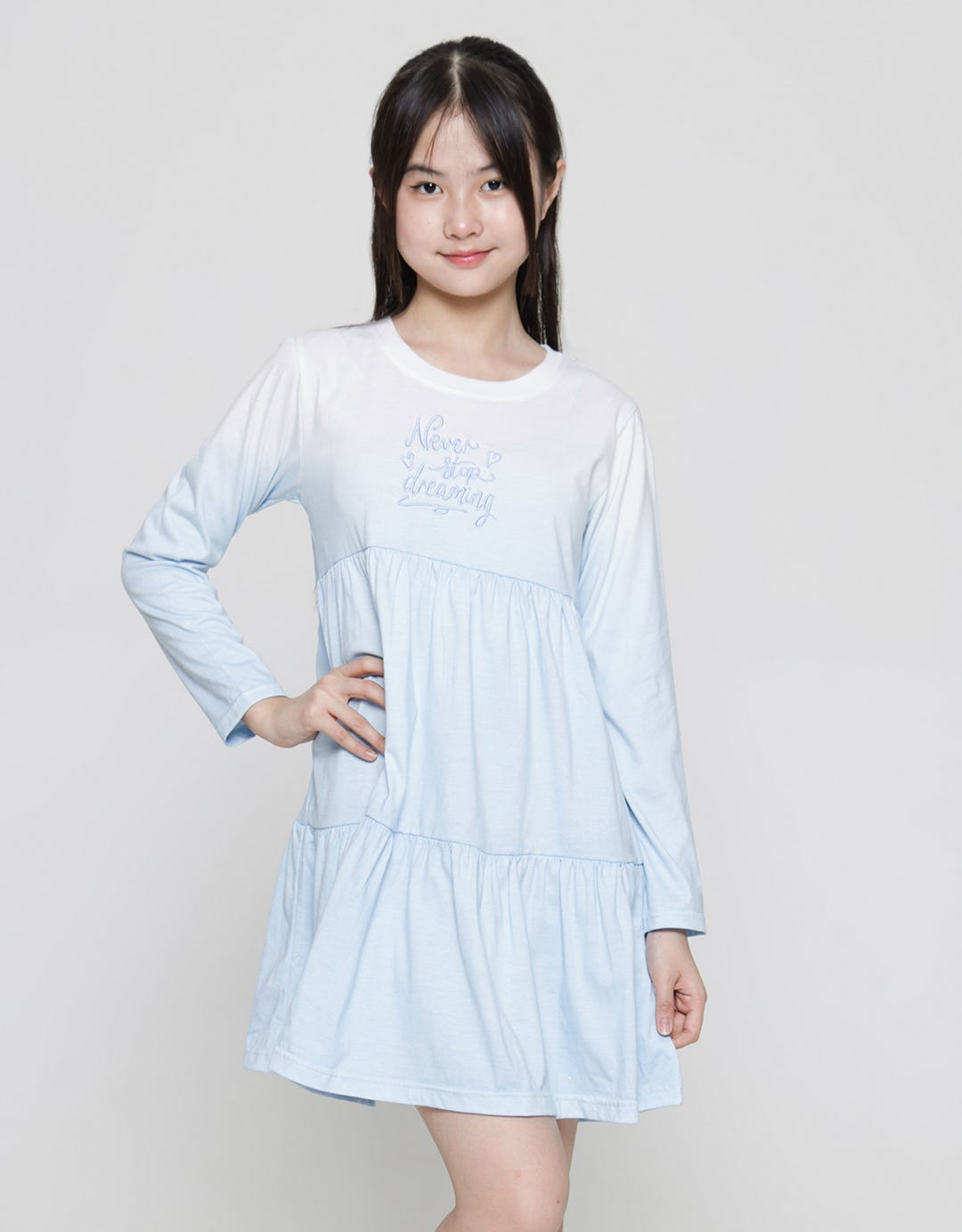 Nevada Long Sleeve Midi Dress Daily Dip Dye Gradasi