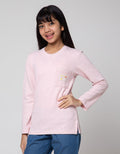 Nevada Long Sleeve T-Shirt Bahan Tekstur Pink