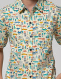 Little M Short Sleeve Shirt Collar Car