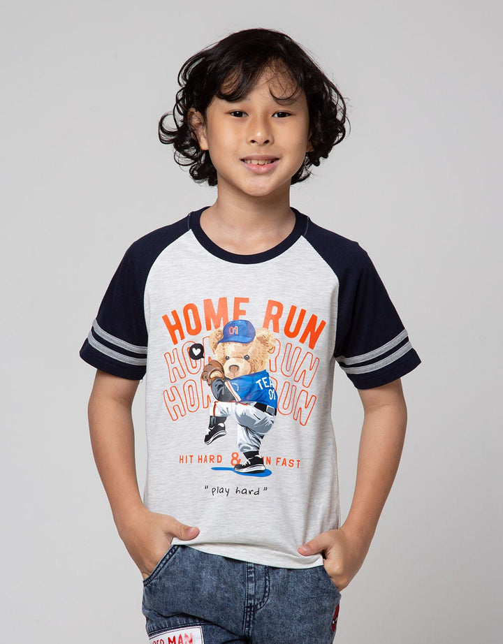 Little M Short Sleeve T-Shirt Print Raglan Bear Homerun Dropping