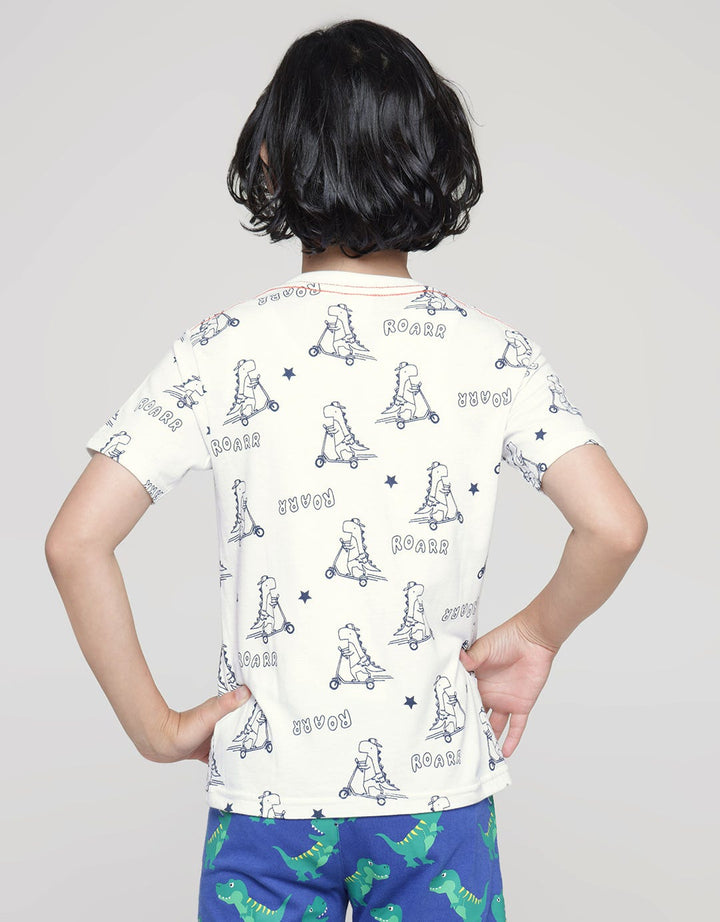 Little M Short Sleeve T-Shirt Print Dino Scooter