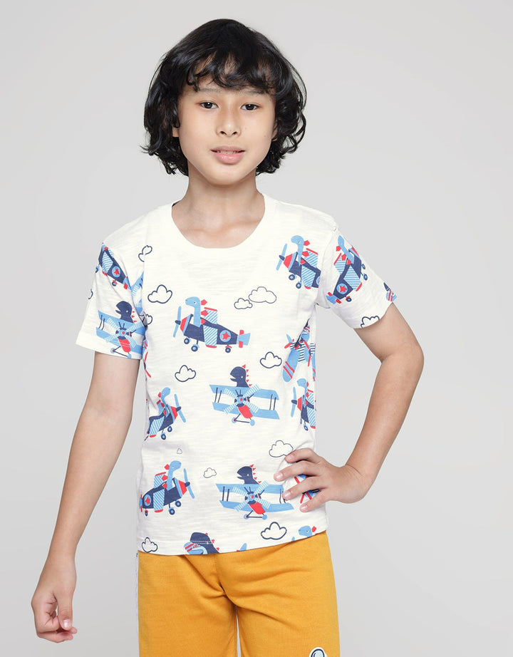 Little M Dino Plane Kaos Anak Laki-laki