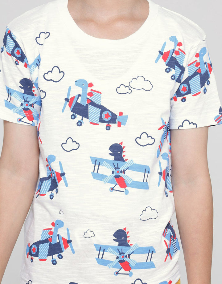 Little M Dino Plane Kaos Anak Laki-laki