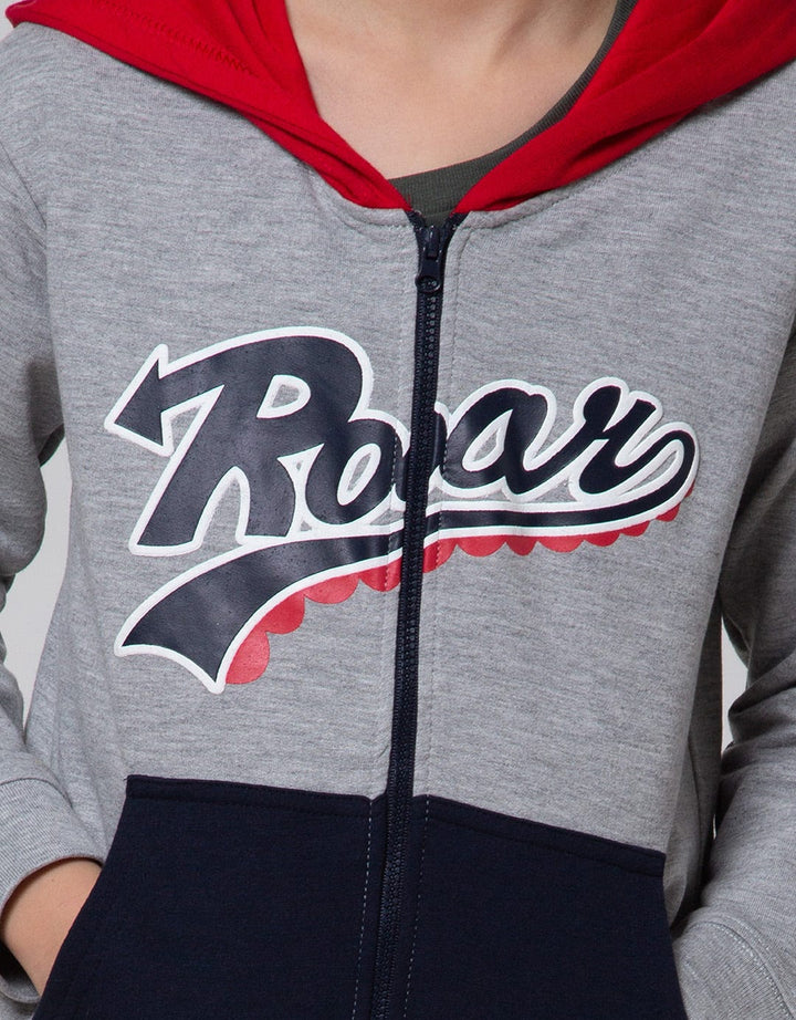 Little M Jacket Knit Roar Front Back Print