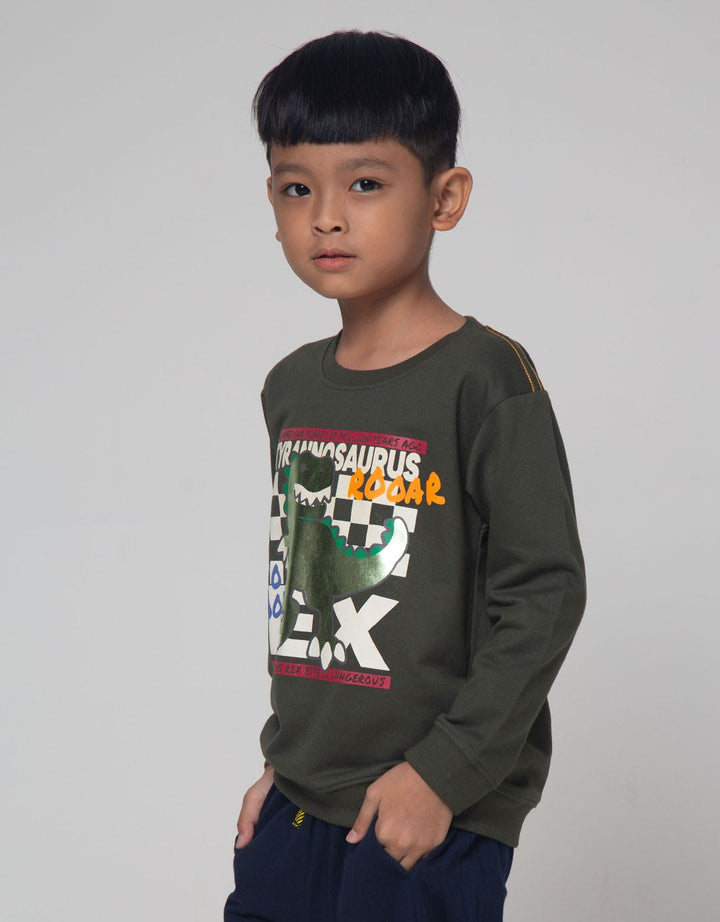 Little M Dino Foil Sweater Anak Laki-laki