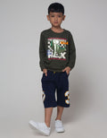 Little M Dino Foil Sweater Anak Laki-laki