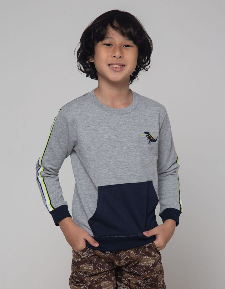 Little M Sweater Dino Bordir Sweater Anak Laki-laki