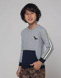 Little M Sweater Dino Bordir Sweater Anak Laki-laki