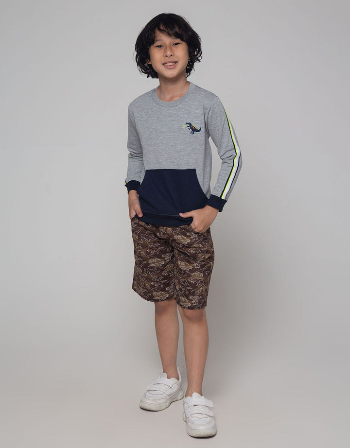 Little M Sweater Dino Bordir Sweater Anak Laki-laki