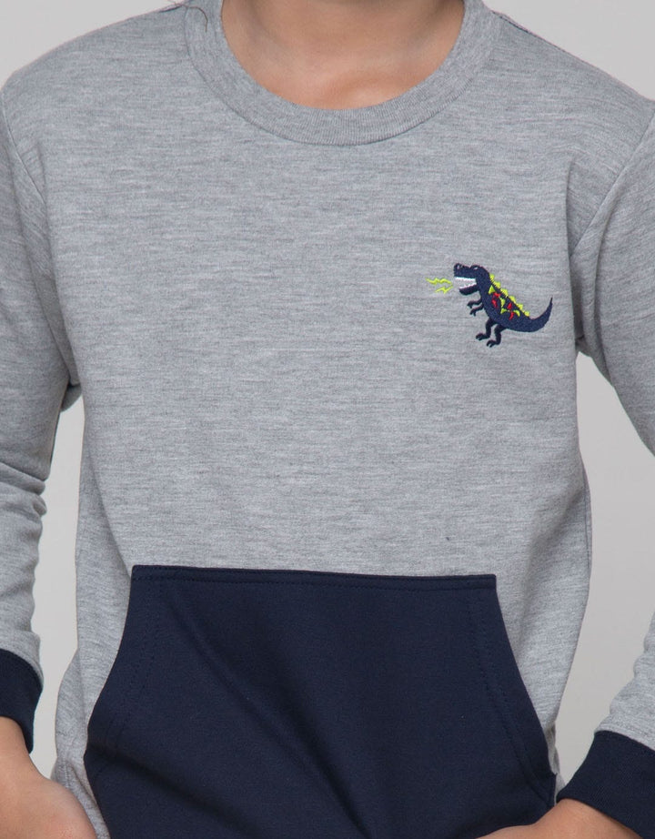 Little M Sweater Dino Bordir Sweater Anak Laki-laki