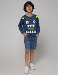 Little M Monster Print Sweater Anak Laki-laki