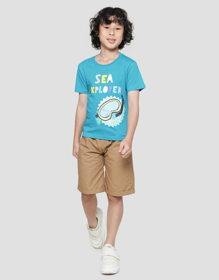 Little M Sea Explorer Puffer Fish Boys Short Sleeve T-Shirt Glasses