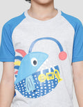 Little M Raglan Ikan Aplikasi 3/4 Kaos Anak Laki-Laki