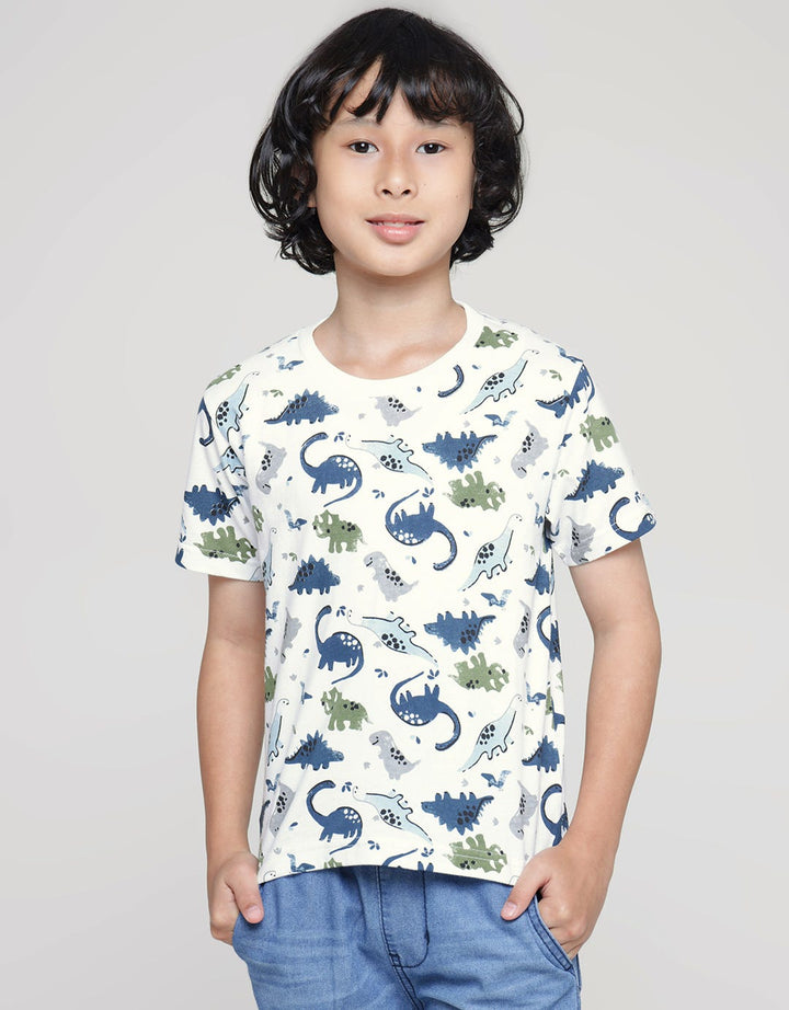 Little M Dino Print Kaos Anak Laki-laki